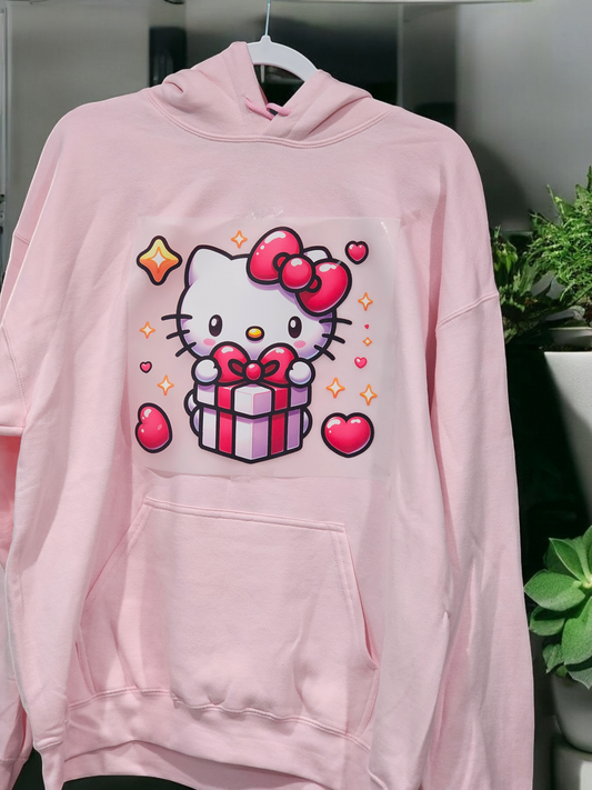 HD3 Pink Kitty Hoodie for Women - Sweaters & Cardigans - Womenswear Comfort Day Style Tops Lady Pullover Long Sleeve